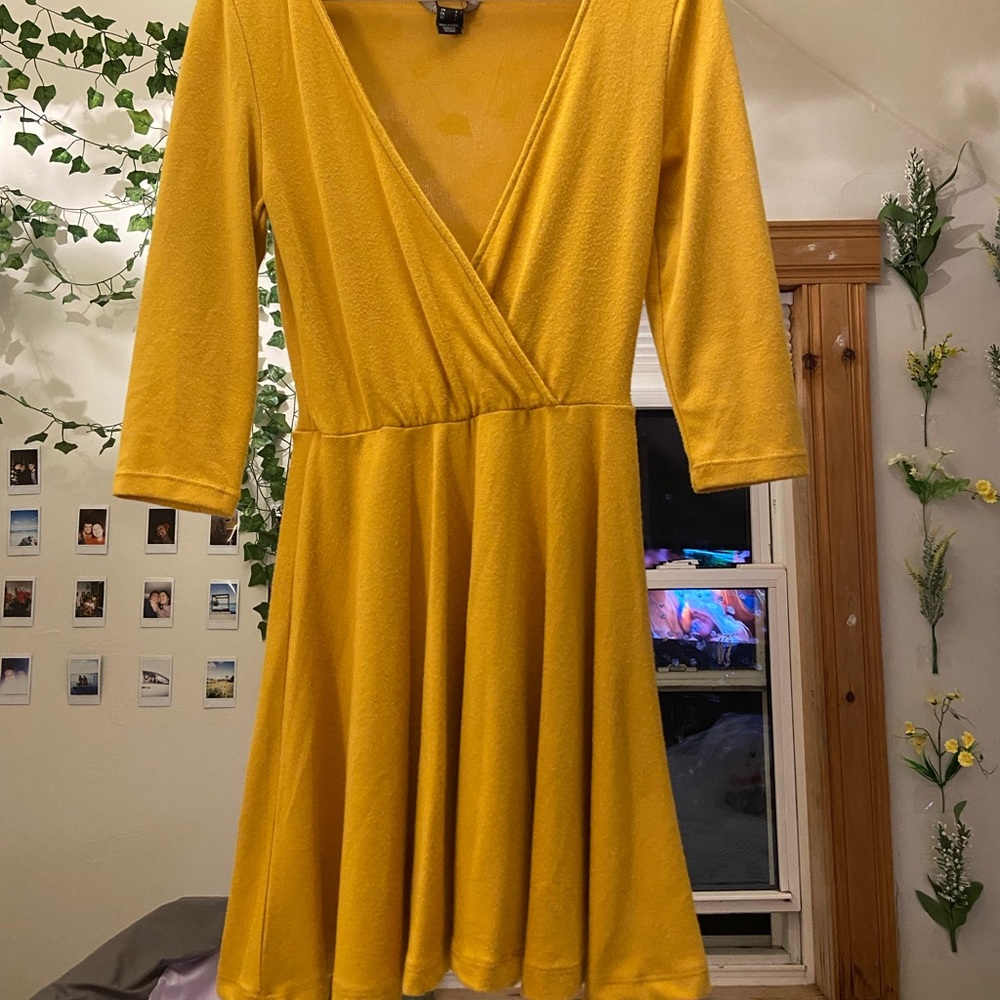 Mustard yellow fleecy comfy dress